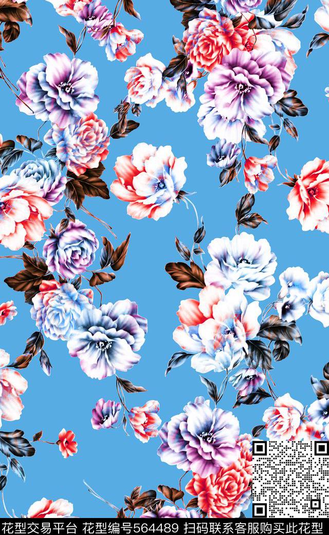 女装连衣裙数码印花高清大花数码印花华亿平台下载（图片编号: 564489） - 瓦栏（Walan）