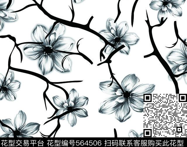 抽象花卉抽象花瓣小翠花传统印花华亿平台下载（图片编号: 564506） - 瓦栏（Walan）