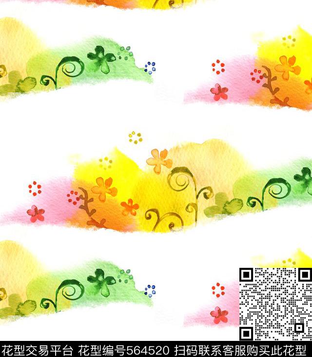 白底花卉黄色传统印花华亿平台下载（图片编号: 564520） - 瓦栏（Walan）