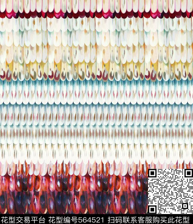 抽象花卉抽象花瓣抽象条子数码印花华亿平台下载（图片编号: 564521） - 瓦栏（Walan）