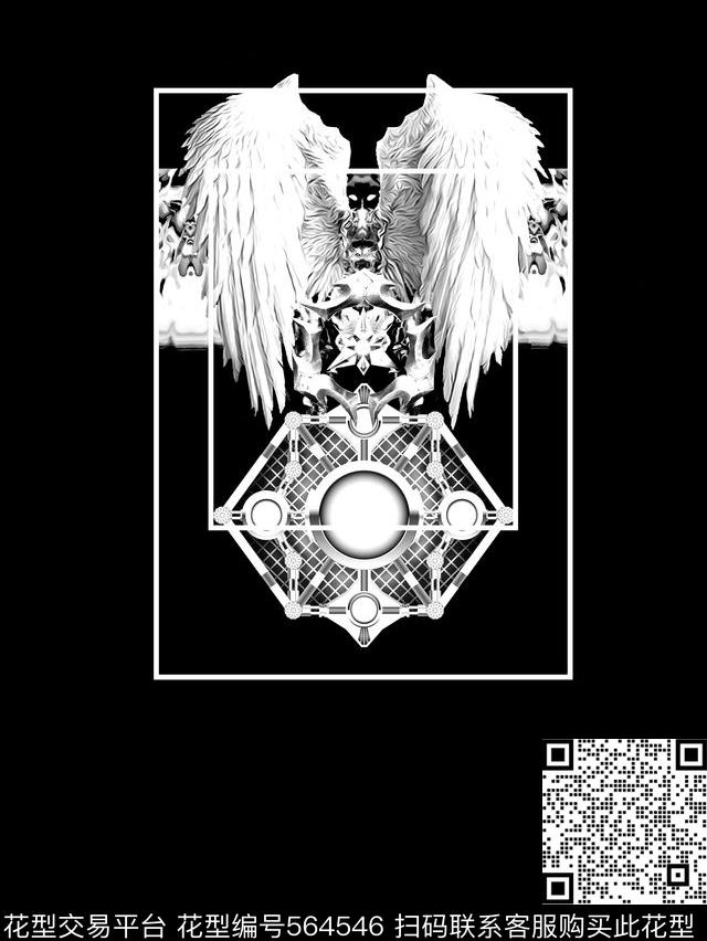 欧美大牌风格天使Philipp数码印花华亿平台下载（图片编号: 564546） - 瓦栏（Walan）