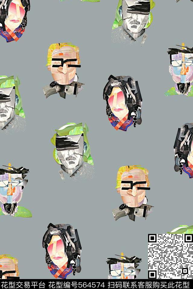 抽象大牌人物头像数码印花华亿平台下载（图片编号: 564574） - 瓦栏（Walan）