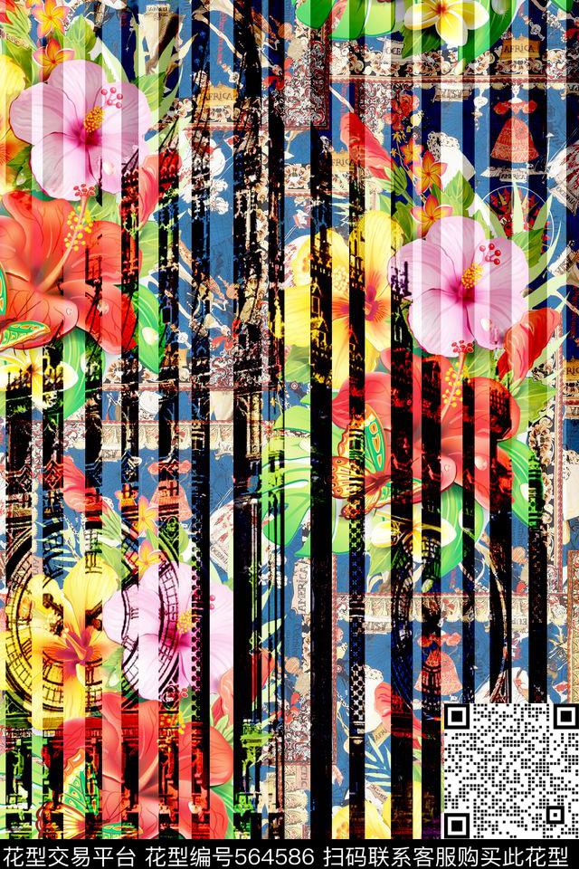 创意服装面料创意图案设计花卉数码印花华亿平台下载（图片编号: 564586） - 瓦栏（Walan）