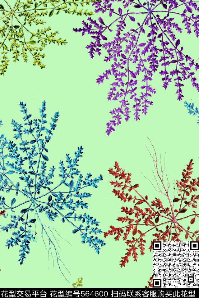 时尚清新植物服装家纺图案数码印花华亿平台下载（图片编号: 564600） - 瓦栏（Walan）