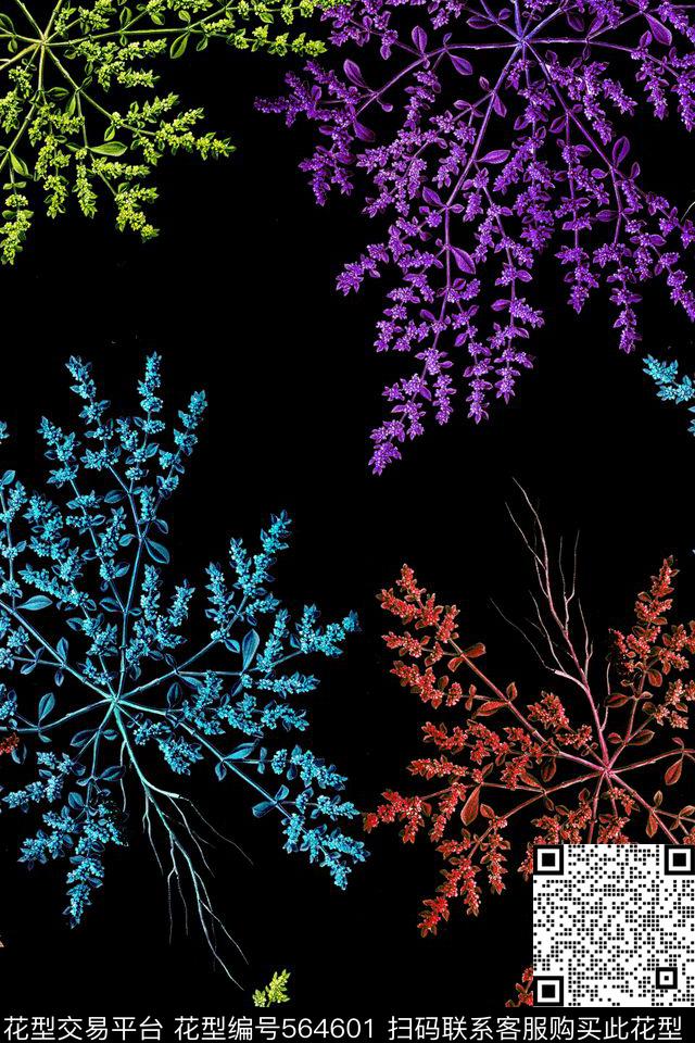 时尚清新植物服装家纺图案数码印花华亿平台下载（图片编号: 564601） - 瓦栏（Walan）
