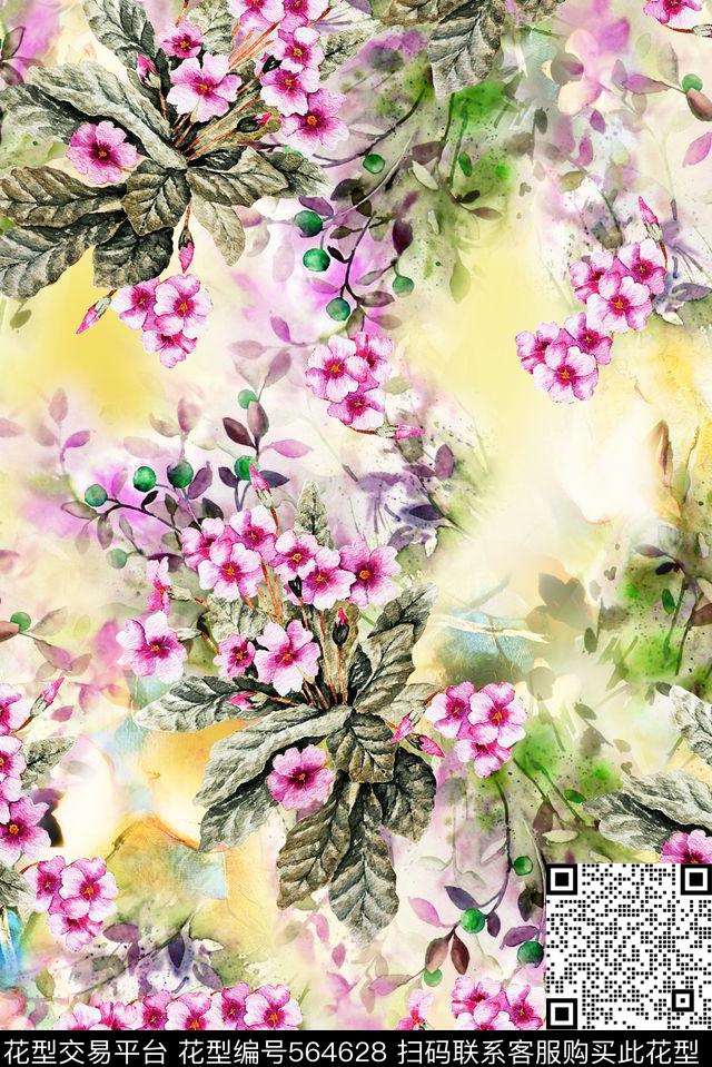 中国风手绘炫彩数码印花华亿平台下载（图片编号: 564628） - 瓦栏（Walan）