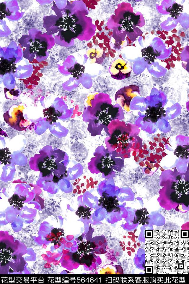 连衣裙女裤清新水彩数码印花华亿平台下载（图片编号: 564641） - 瓦栏（Walan）