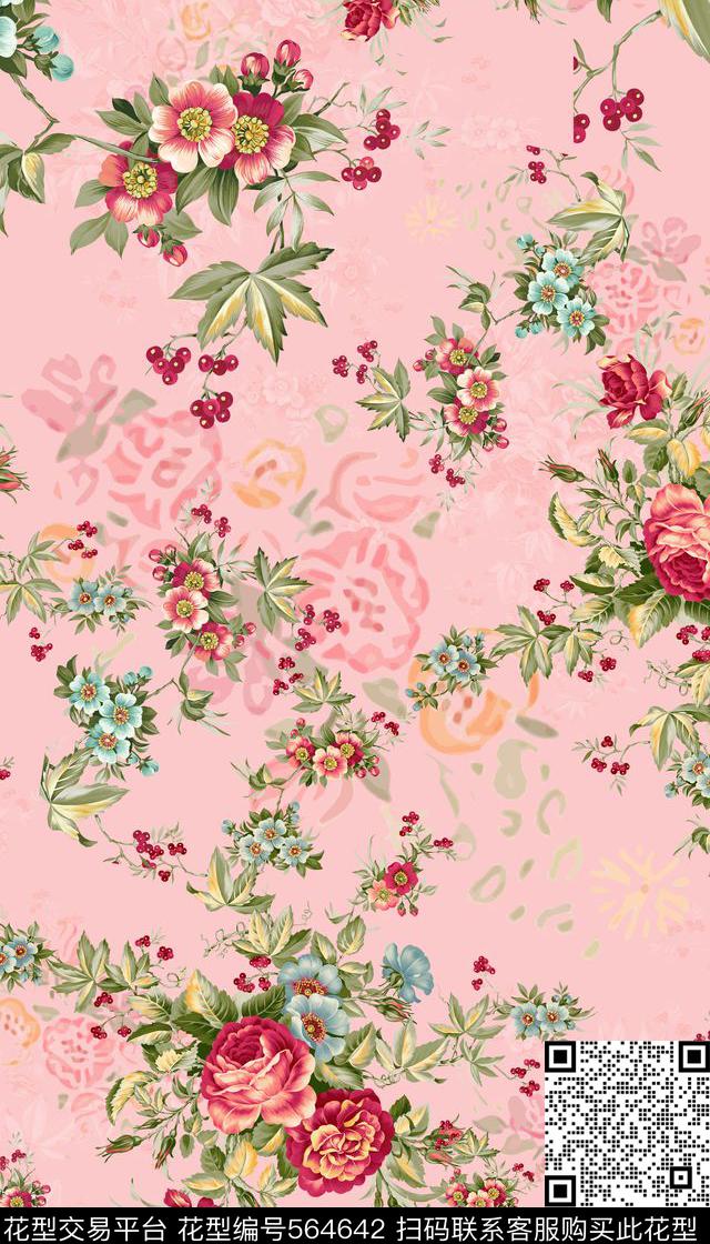 服装牡丹手绘数码印花华亿平台下载（图片编号: 564642） - 瓦栏（Walan）