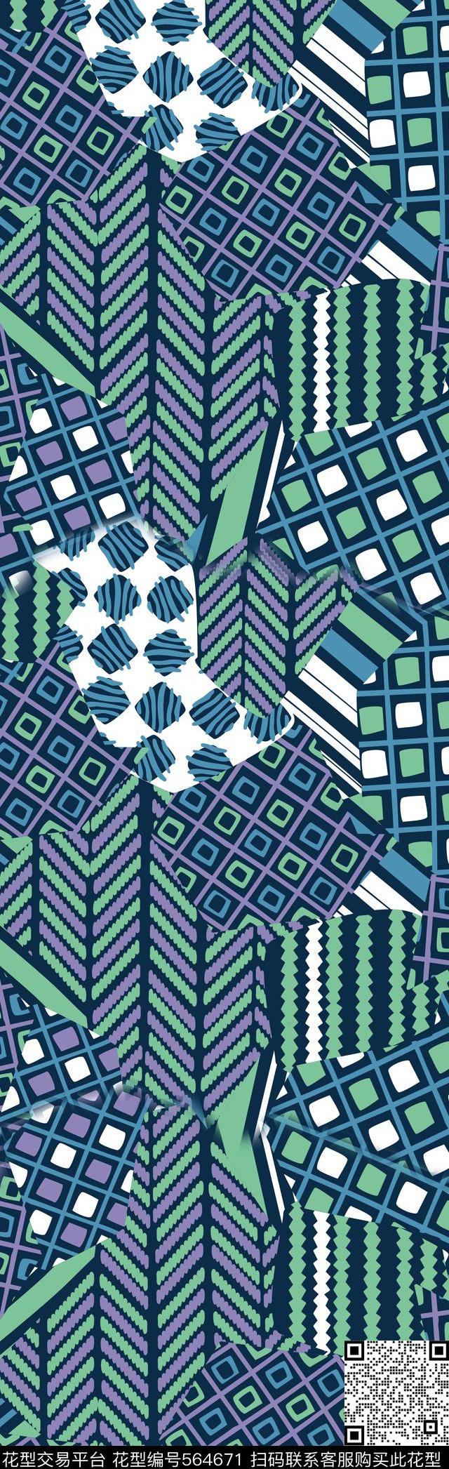 几何长围巾波点波普传统印花华亿平台下载（图片编号: 564671） - 瓦栏（Walan）