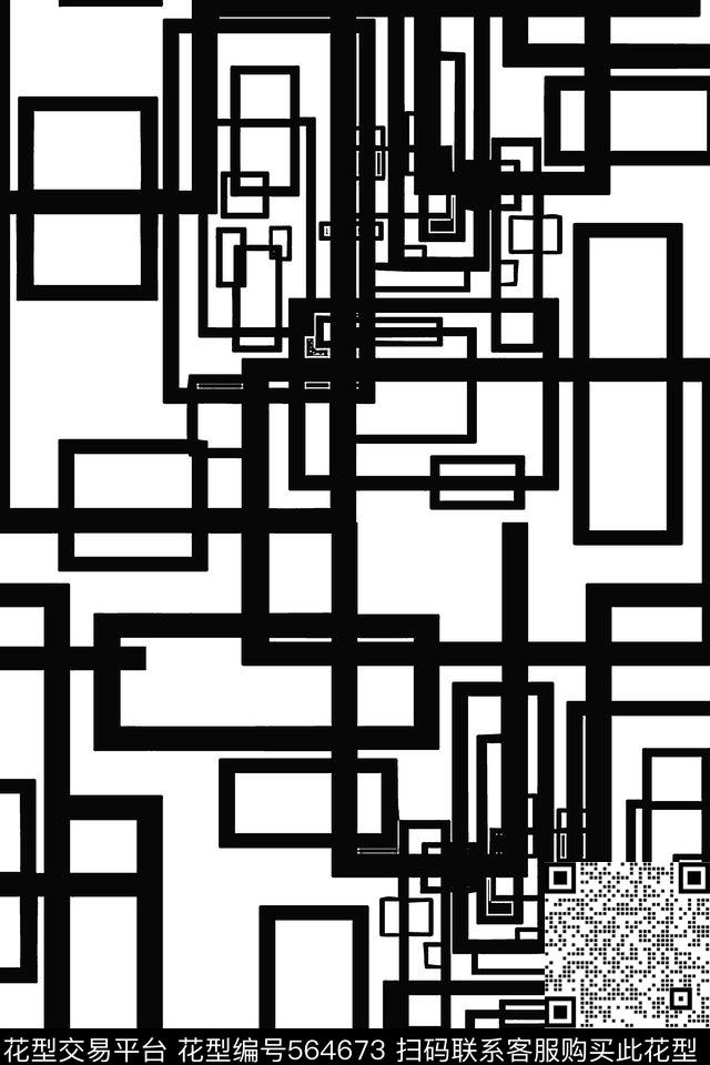 时尚流行黑白炫酷几何传统印花华亿平台下载（图片编号: 564673） - 瓦栏（Walan）