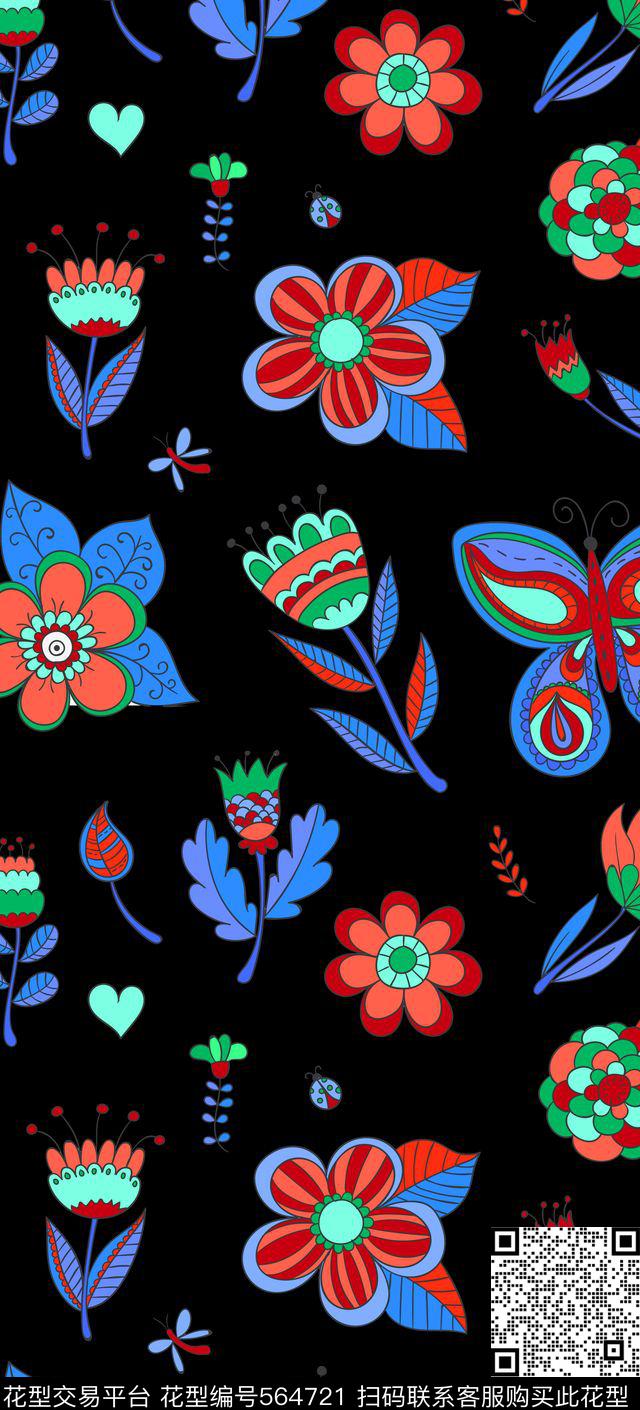 花卉连衣裙流行传统印花华亿平台下载（图片编号: 564721） - 瓦栏（Walan）