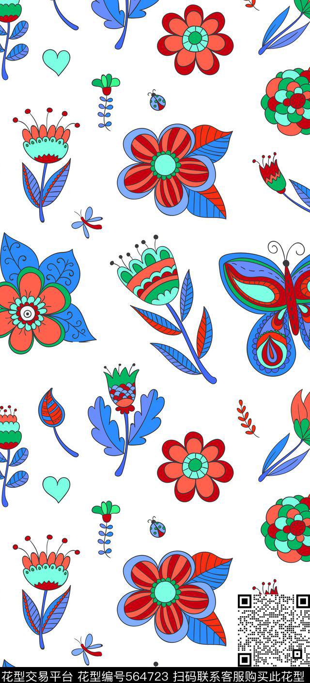 花花卉蘑菇传统印花华亿平台下载（图片编号: 564723） - 瓦栏（Walan）