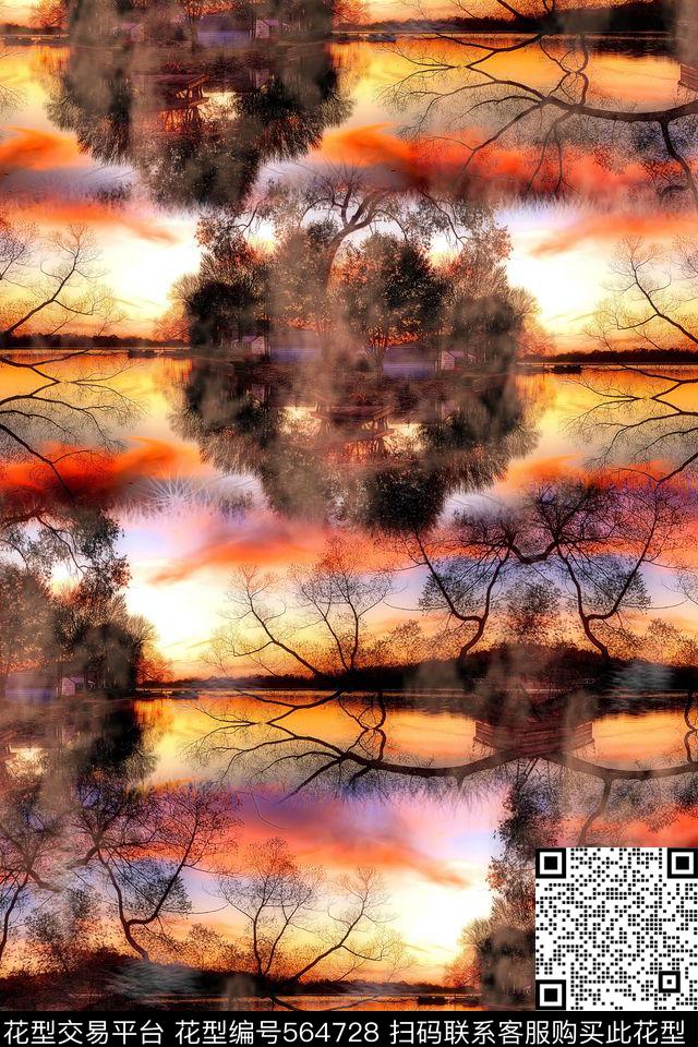 风景潮流时尚大牌欧式复古油画风景数码印花华亿平台下载（图片编号: 564728） - 瓦栏（Walan）