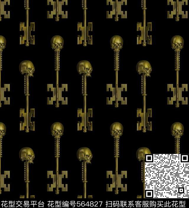骷髅头欧式时尚数码印花华亿平台下载（图片编号: 564827） - 瓦栏（Walan）