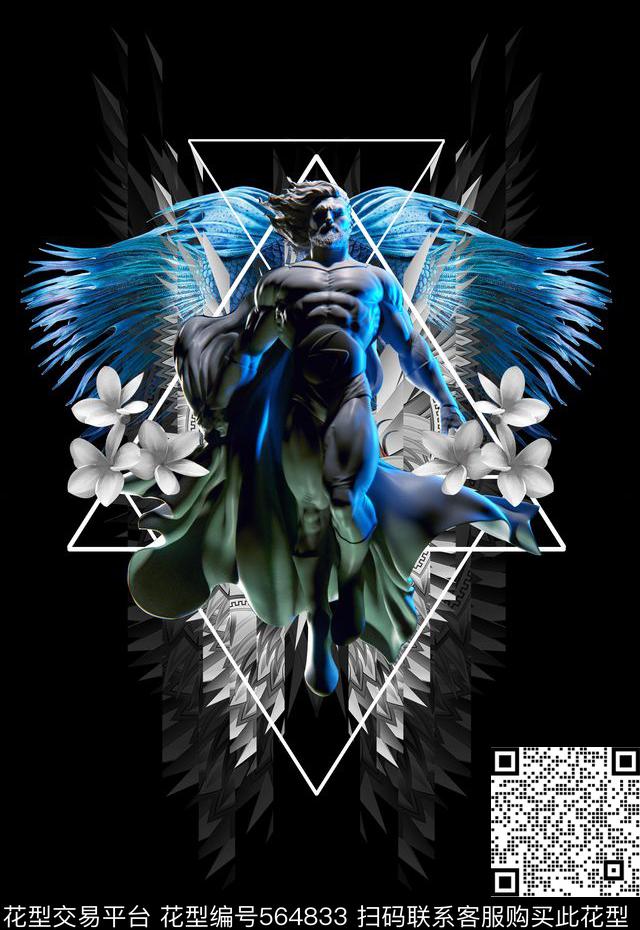 潮流时尚抽象花卉定位个性数码印花华亿平台下载（图片编号: 564833） - 瓦栏（Walan）