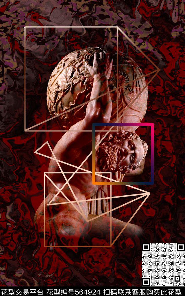 潮牌雕塑几何数码印花华亿平台下载（图片编号: 564924） - 瓦栏（Walan）