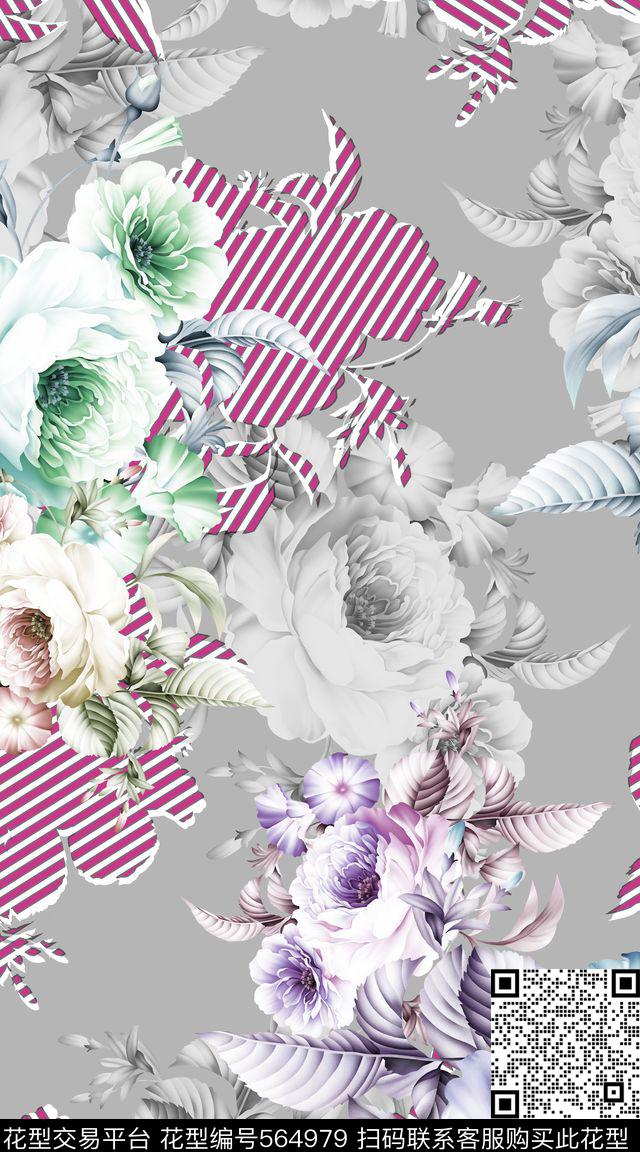 大气淡灰服装数码印花华亿平台下载（图片编号: 564979） - 瓦栏（Walan）