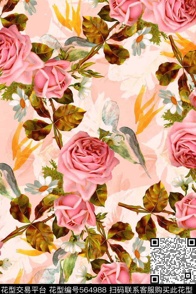 复古花卉服装数码印花华亿平台下载（图片编号: 564988） - 瓦栏（Walan）