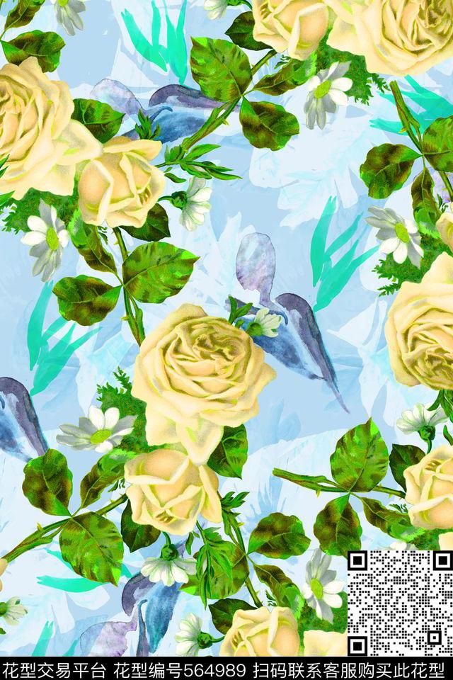 复古花卉服装数码印花华亿平台下载（图片编号: 564989） - 瓦栏（Walan）