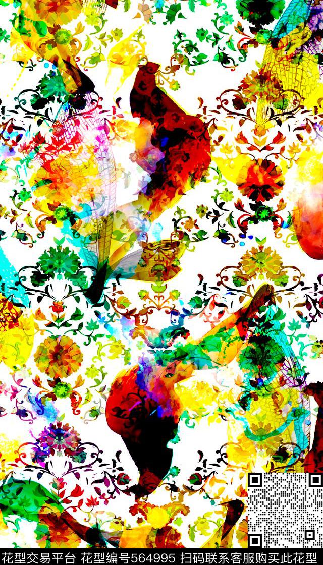抽象花瓣民族花纹数码印花华亿平台下载（图片编号: 564995） - 瓦栏（Walan）