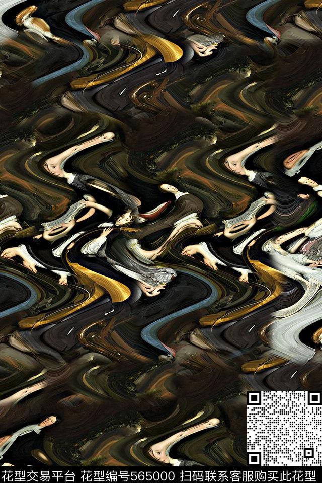 欧美大牌风格油画Just数码印花华亿平台下载（图片编号: 565000） - 瓦栏（Walan）