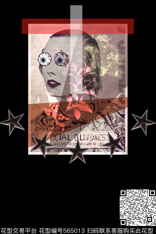 潮流T恤暗黑趣味人物头像数码印花华亿平台下载（图片编号: 565013） - 瓦栏（Walan）