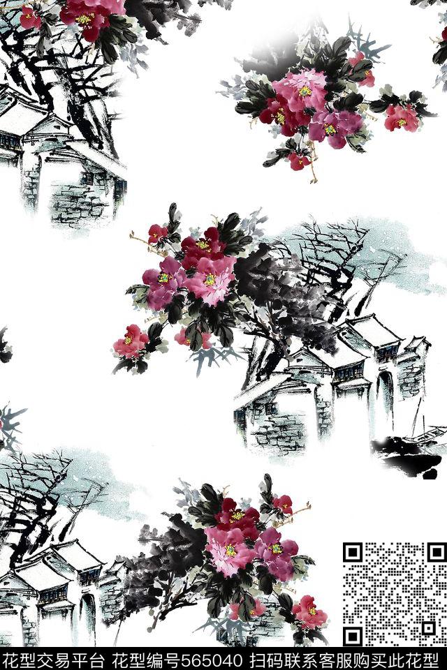 国画绘画花卉民居旗袍华亿平台数码印花华亿平台下载（图片编号: 565040） - 瓦栏（Walan）
