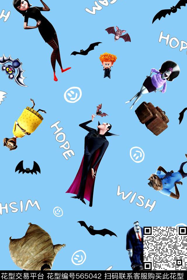 满版精灵旅社卡通数码印花华亿平台下载（图片编号: 565042） - 瓦栏（Walan）