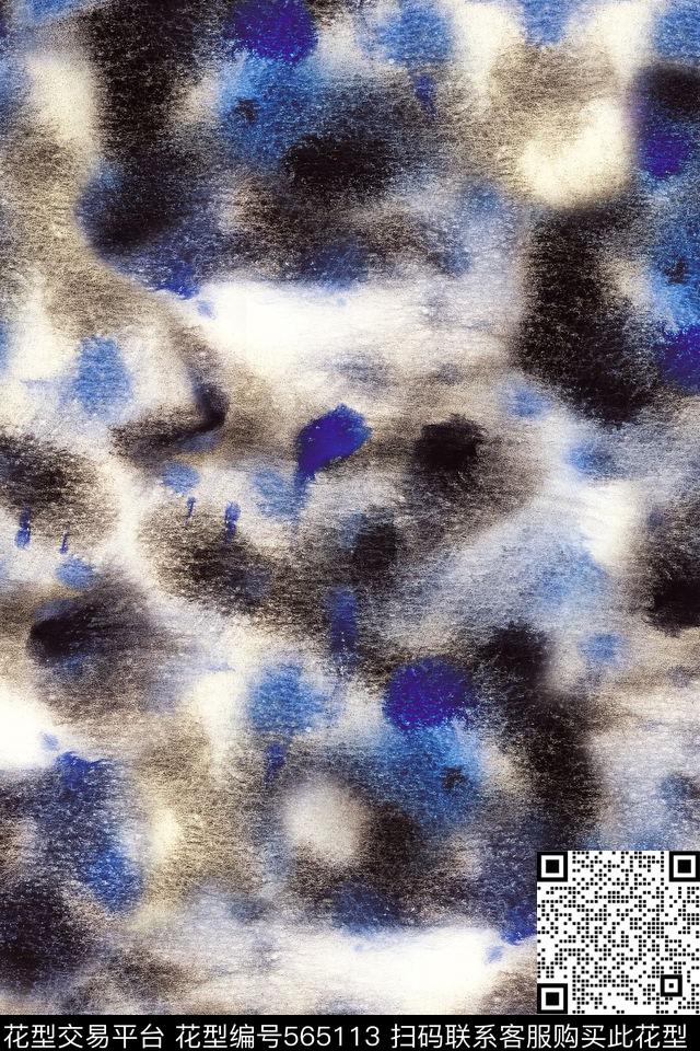 服装面料华亿平台水彩抽象朦胧效果墨迹抽象数码印花华亿平台下载（图片编号: 565113） - 瓦栏（Walan）