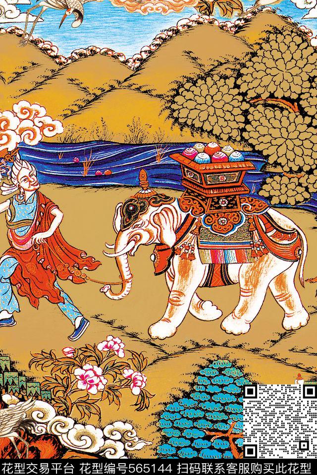 欧美手绘大牌民族吉祥花纹人物大象仙鹤祥云印度油画复古古典女装连衣裙衬衫短裙卫衣男装短裤E【动物昆虫】数码印花华亿平台下载（图片编号: 565144） - 瓦栏（Walan）