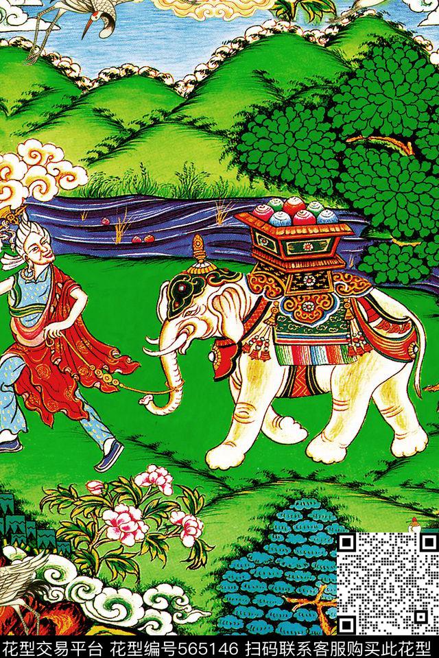 欧美手绘大牌民族吉祥花纹人物大象仙鹤祥云印度油画复古古典女装连衣裙衬衫短裙卫衣男装短裤E【动物昆虫】数码印花华亿平台下载（图片编号: 565146） - 瓦栏（Walan）