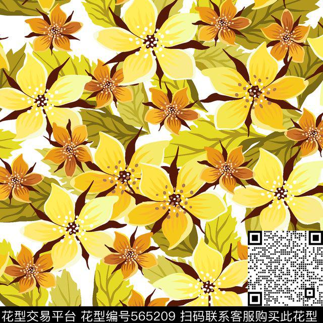 欧美花朵时尚传统印花华亿平台下载（图片编号: 565209） - 瓦栏（Walan）