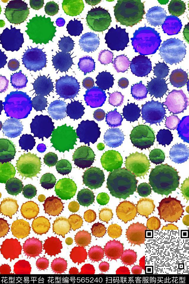 抽象水彩渐变数码印花华亿平台下载（图片编号: 565240） - 瓦栏（Walan）