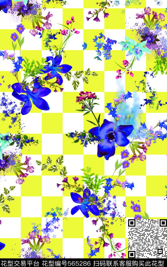 苏格兰格拉丁花卉格子花卉数码印花华亿平台下载（图片编号: 565286） - 瓦栏（Walan）