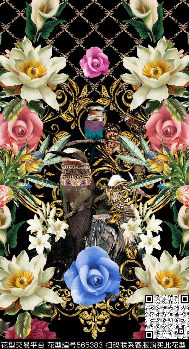 时尚数码花卉数码印花华亿平台下载（图片编号: 565383） - 瓦栏（Walan）