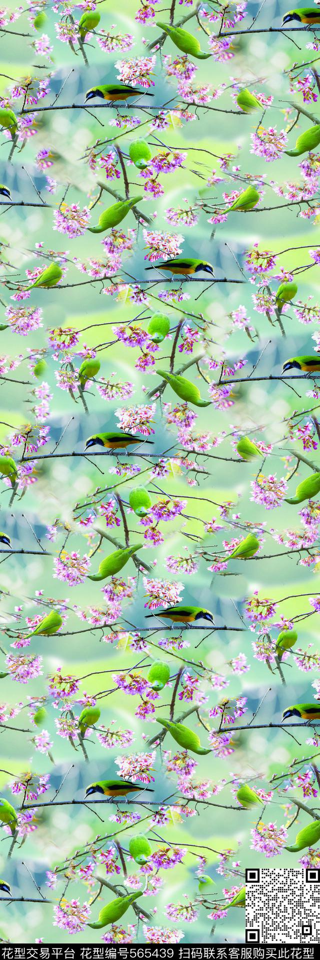 花鸟花卉面料花数码印花华亿平台下载（图片编号: 565439） - 瓦栏（Walan）