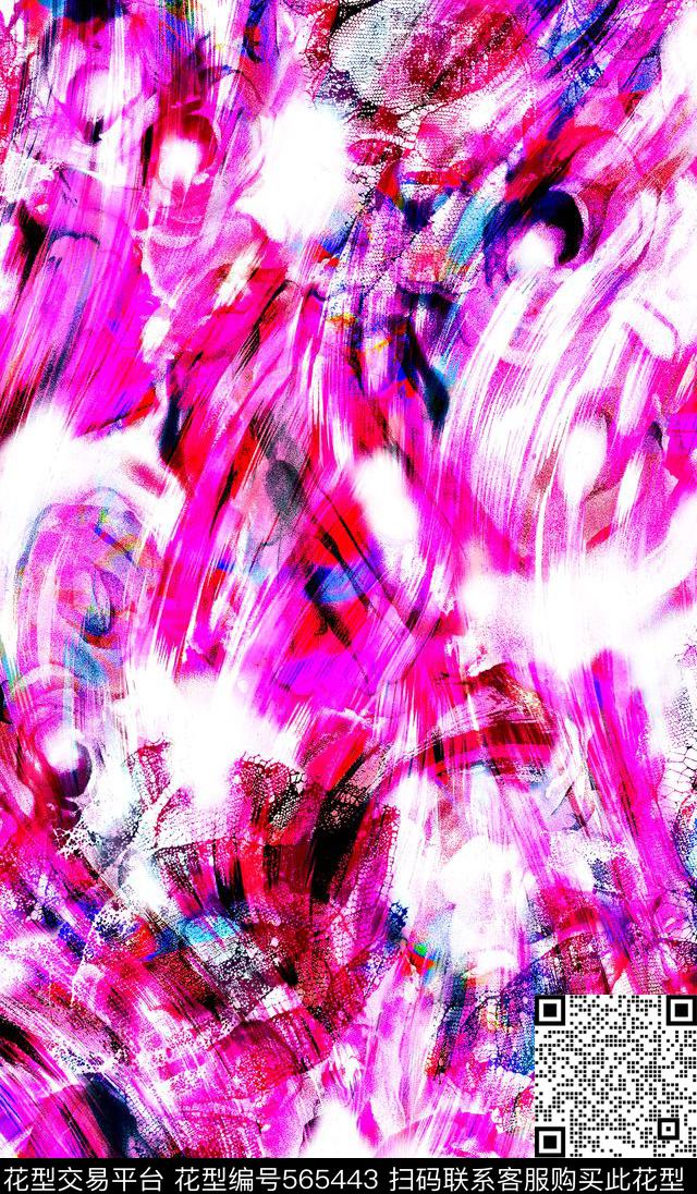 抽象笔触动感数码印花华亿平台下载（图片编号: 565443） - 瓦栏（Walan）