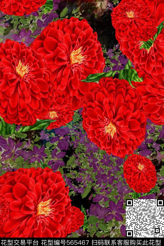 花卉亮彩民族风数码印花华亿平台下载（图片编号: 565467） - 瓦栏（Walan）