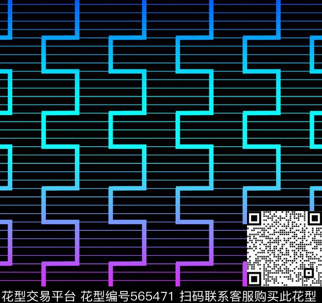 抽象条纹格子数码印花华亿平台下载（图片编号: 565471） - 瓦栏（Walan）