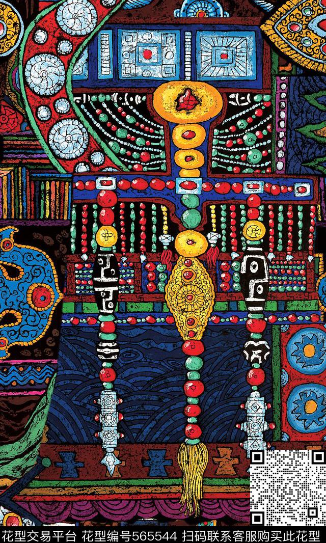 女装男装抽象短裤短裙连衣裙衬衫礼服手绘欧美大牌复古民族部落花纹吉祥民族风H【抽象】数码印花华亿平台下载（图片编号: 565544） - 瓦栏（Walan）