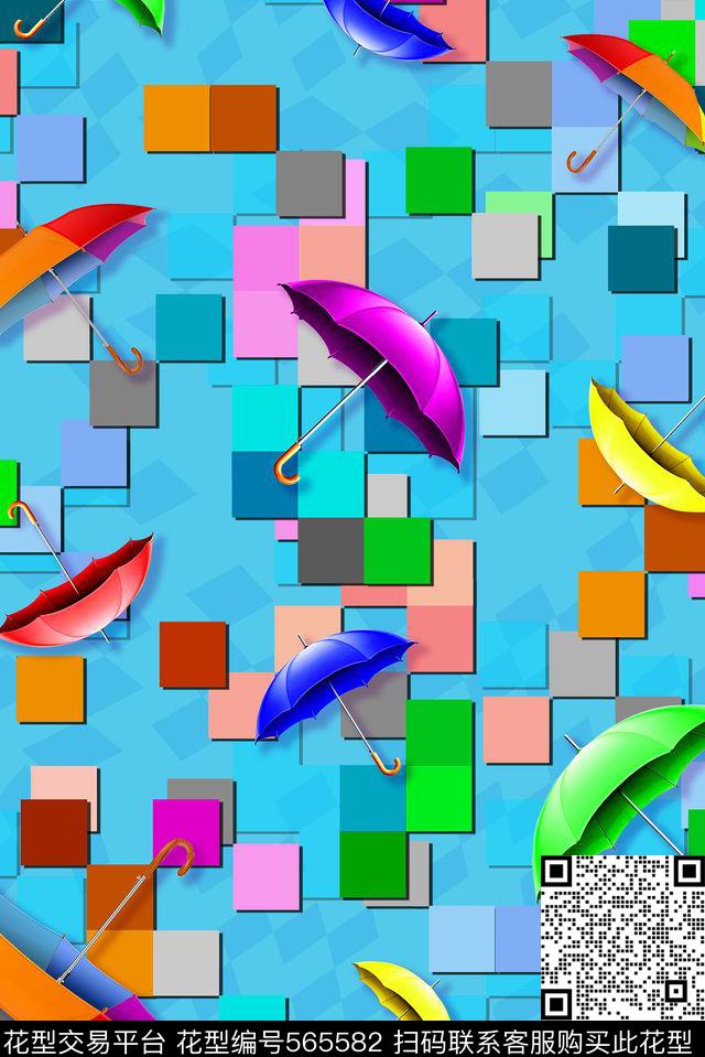 满版雨伞几何数码印花华亿平台下载（图片编号: 565582） - 瓦栏（Walan）