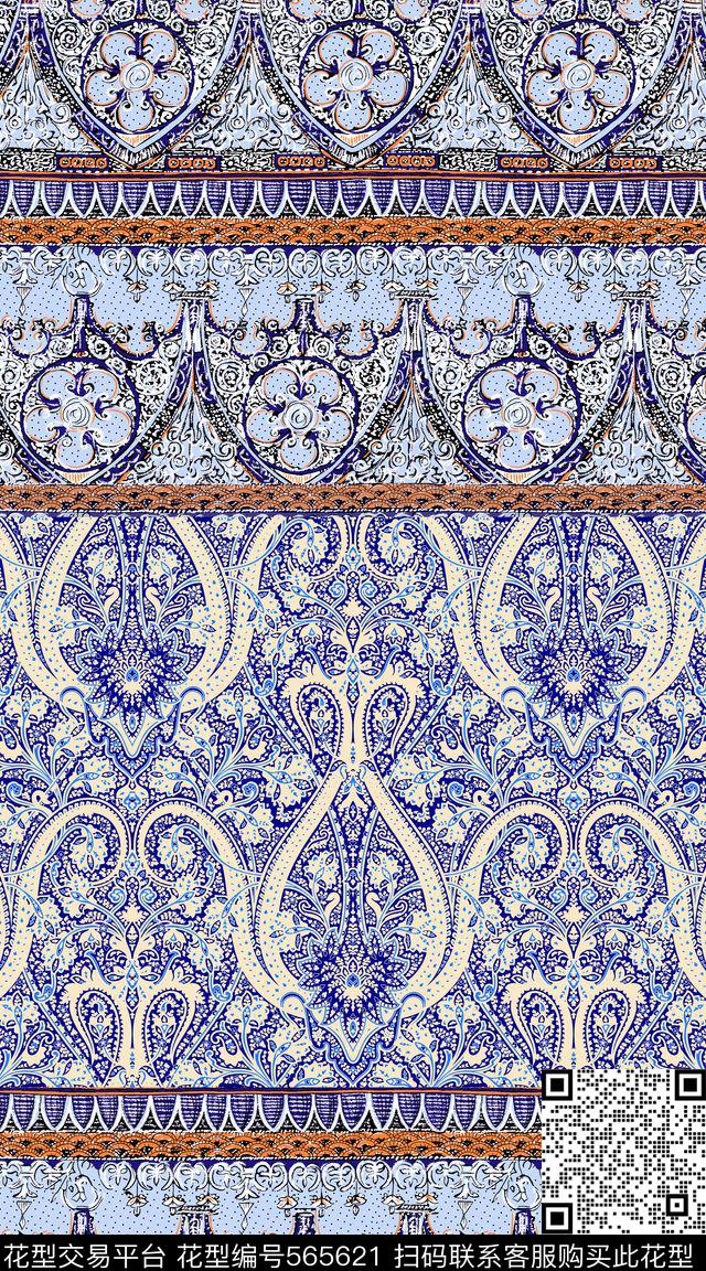 民族风花纹卷草数码印花华亿平台下载（图片编号: 565621） - 瓦栏（Walan）
