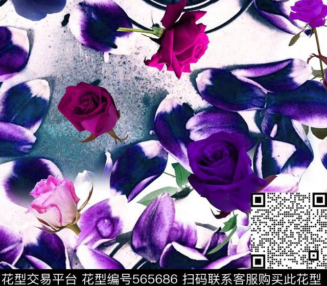 短裙复古花数码印花华亿平台下载（图片编号: 565686） - 瓦栏（Walan）