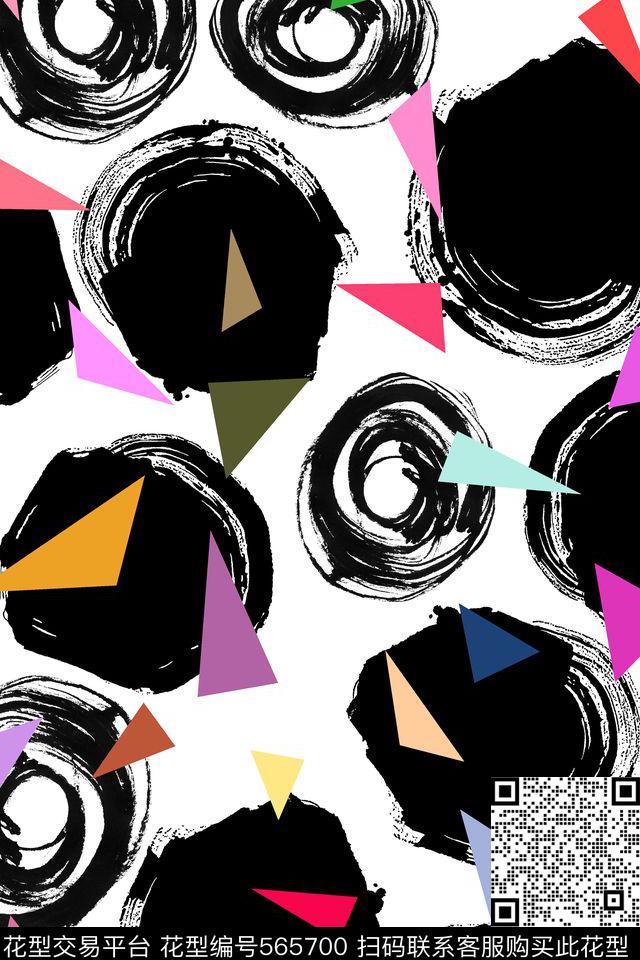 抽象几何色块传统印花华亿平台下载（图片编号: 565700） - 瓦栏（Walan）