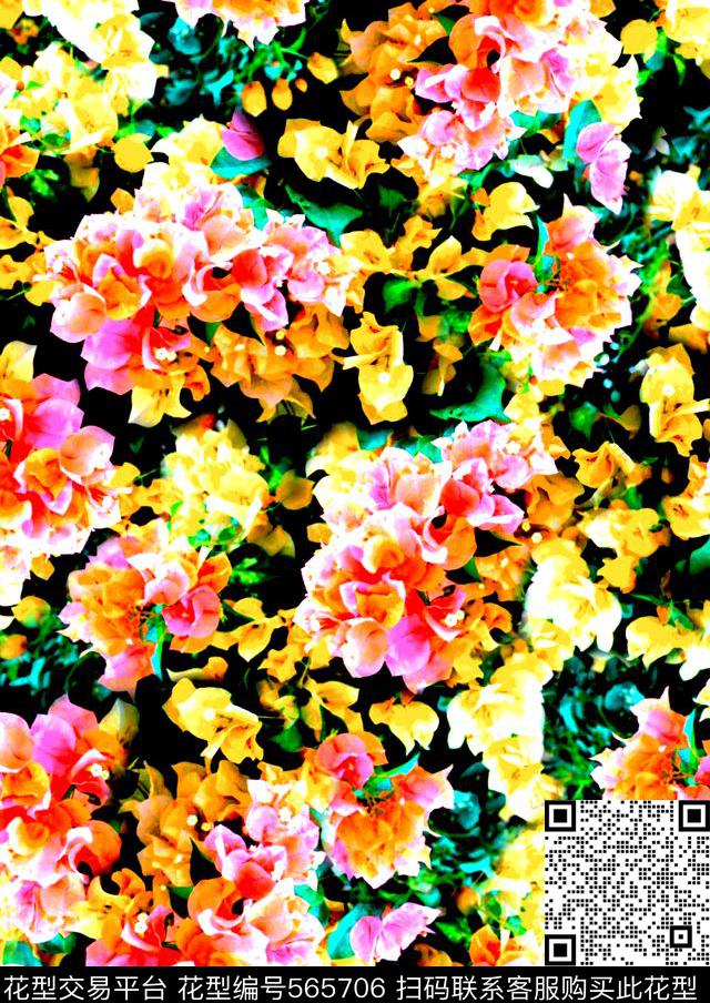 時尚浪漫碎花時尚女裝碎花花卉植物数码印花华亿平台下载（图片编号: 565706） - 瓦栏（Walan）