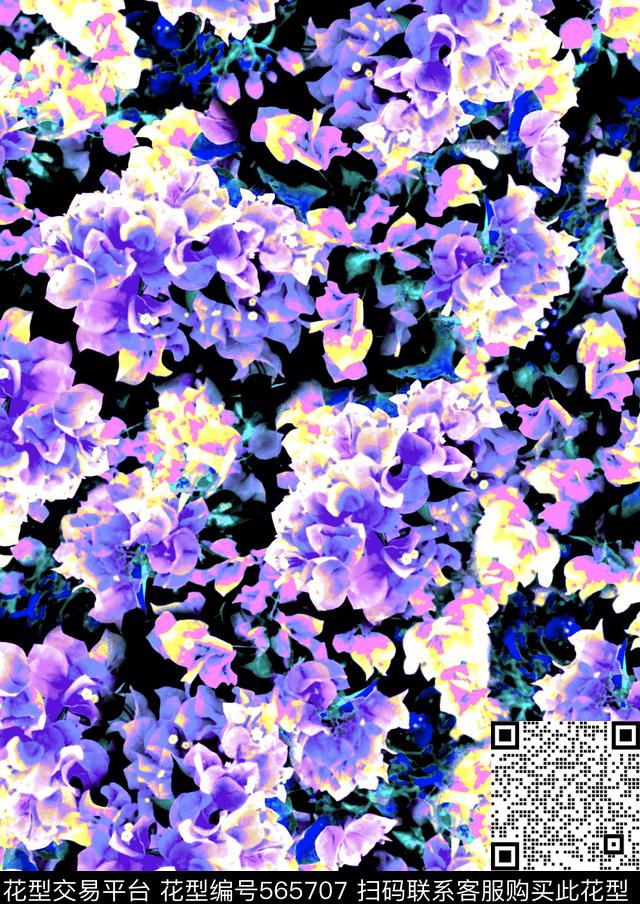 時尚浪漫碎花時尚女裝碎花花卉植物数码印花华亿平台下载（图片编号: 565707） - 瓦栏（Walan）