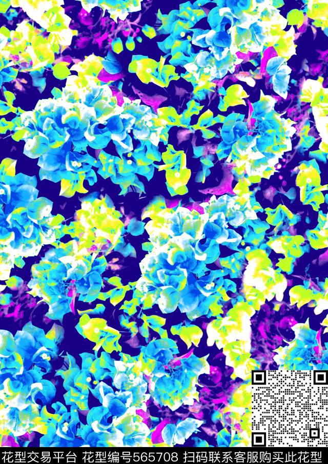 時尚浪漫碎花時尚女裝碎花花卉植物数码印花华亿平台下载（图片编号: 565708） - 瓦栏（Walan）