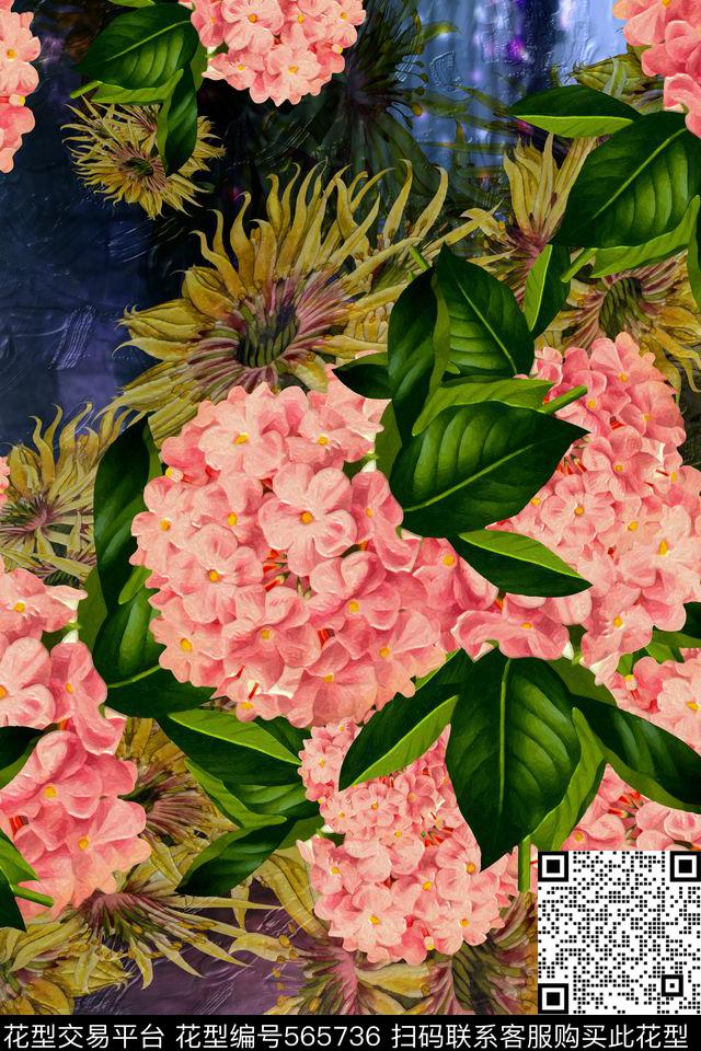 花卉风景亮彩民族风数码印花华亿平台下载（图片编号: 565736） - 瓦栏（Walan）