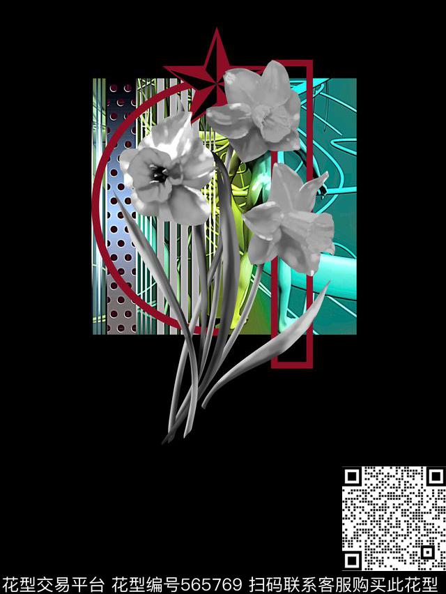 欧美大牌风格花卉Just数码印花华亿平台下载（图片编号: 565769） - 瓦栏（Walan）