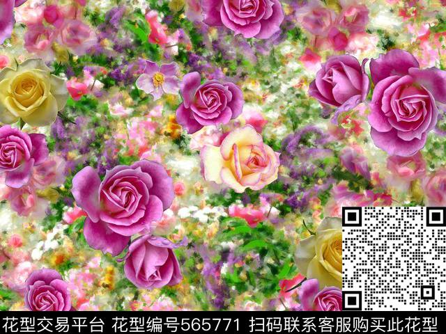 花卉花数码印花华亿平台下载（图片编号: 565771） - 瓦栏（Walan）